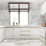 3d rendering white minimal kitchen with wood decoration