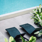 deckchair at swimming pool