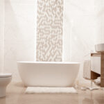 Modern bathroom interior with decorative elements. space for text.